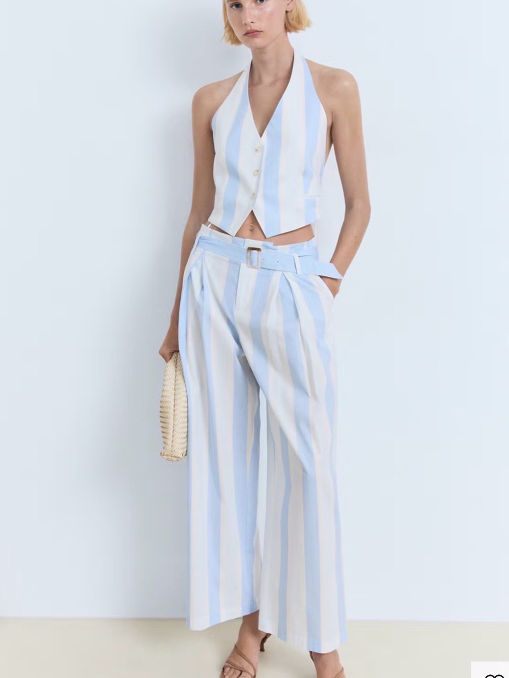 NWT Mango Striped Wide-Leg Pants